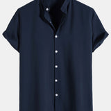 Crinkled Texture Stand Collar Shirt
