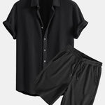Waffle Shirt & Drawstring Waffle Shorts Set