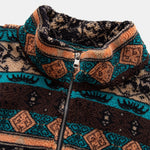 Quarter Zip Ethnic Geometric Patchwork Teddy Sweatshirt & Corduroy Pants Set