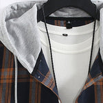 Plaid Contrast Hooded Shirt