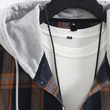 Plaid Contrast Hooded Shirt