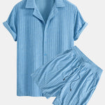 Striped Terry Cuban Shirt & Striped Terry Cuban Shorts Set