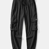 Corduroy Plaid Patchwork Shirt & Drawstring Corduroy Cargo Jogger Pants Set