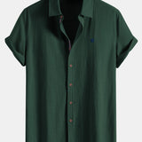 Short Sleeve Linen Shirt & Straight Leg Linen Pants Set