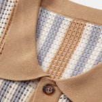 Stripe Eyelet Crochet Shirt & Straight Leg Linen Pants Set