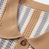 Stripe Eyelet Crochet Shirt
