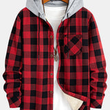 Teddy Lined Plaid Hooded Shirt
