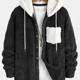 Contrast Teddy Hooded Shirt