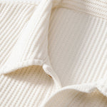 Short Sleeved Waffle Polo & Straight Leg Linen Pants Set