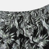 Tropical Plants Print Shirt & Drawstring Swim Shorts Set
