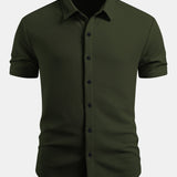 Muscle Fit Textured Button Up Shirt