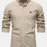 Cowboy Embroidery Cotton Houndstooth Button Up Shirt