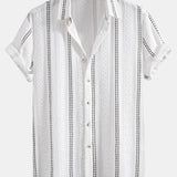 Geometric Striped Jacquard Button Up Shirt