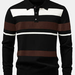 Long Sleeve Stripe Knit Polo Shirt & Slim Fit Tapered Trousers Set
