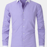 Stripe Contrast Collar Dress Shirt