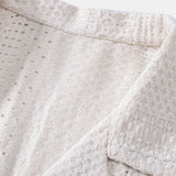 Geometric Jacquard Cuban Collar Shirt & Crinkle Textured Drawstring 5" Set