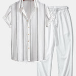 Geometric Striped Jacquard Shirt & Crinkle Textured Pants Set