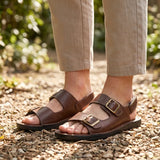 Kensington Genuine Leather Double-Strap Sandals