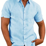 LAPEL LINEN SHIRT FOR MEN