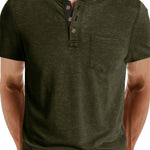 COTTON BLEND HENLEY TOP FOR MEN