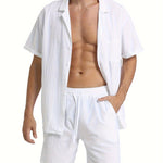 LINEN DRAWSTRING LOOSE SHORTS FOR MEN
