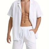 LINEN DRAWSTRING LOOSE SHORTS FOR MEN