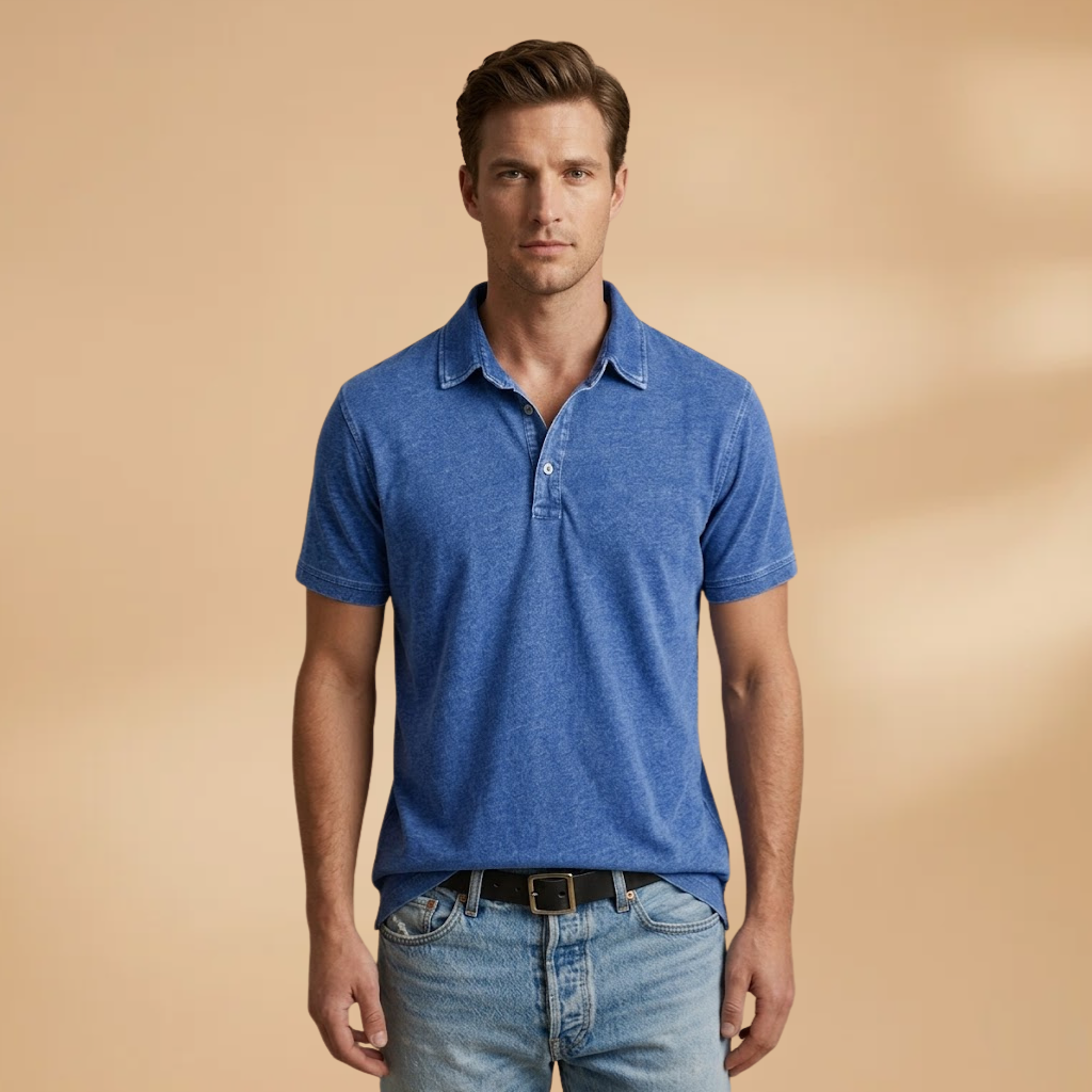 Men's Polo Shirt with Classic Collar and Relaxed Fit