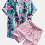 Tropical Plants and Orangutan Print Shirt & Swim Shorts Set
