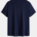 Contrast Stitching Linen Rayon Blend Cuban Shirt & Crinkle Textured Pants Set