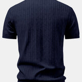 Twisted Jacquard Zipper Knit Polo & Slim Fit Tapered Trousers Set
