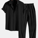 Muscle Fit Ribbed Shirt & Straight Leg Ribbed Pants Set