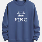 King Crown Print Relax Fit Crew Neck Sweatshirt & Jogging Pants Set