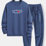 Paris Slogan Print Relax Fit Crew Neck Sweatshirt & Jogging Pants Set