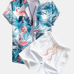 Flamingo Tropical Print Shirt & Swin Shorts Set