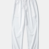 Textured Johnny Collar Crocheted Knit Polo & Crinkle Textured Pants Set