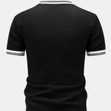 Contrast Trim Knit Polo Shirt & Slim Fit Tapered Trousers Set