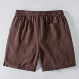 Geometric Jacquard Eyelet Cuban Shirt & Linen Blend Drawstring 7" Shorts Set