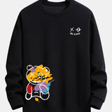 Graffiti Bear Print Relax Fit Crew Neck Sweatshirt & Jogging Pants Set