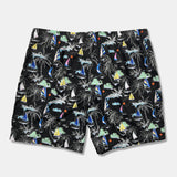 Linen Rayon Blend Shirt & Palm Tree Sailboat Print Swim Shorts Set