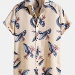Tropical Plants Print Button Up Shirt