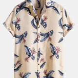 Tropical Plants Print Button Up Shirt