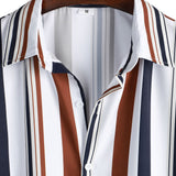 Colored Striped Print Shirt & Swim Shorts Set