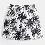 Relax Fit Palm Tree Print Shirt & Palm Tree Print Swim Short Set