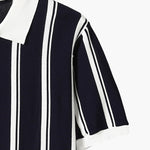 Contrast Vertical Stripe Half-Zip Knit Polo