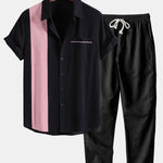Linen Contrast Shirt & Straight Leg Linen Pants Set
