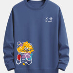 Graffiti Bear Print Relax Fit Crew Neck Sweatshirt & Jogging Pants Set