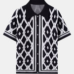 Retro Rhombus Geometric Knit Shirt