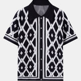 Retro Rhombus Geometric Knit Shirt