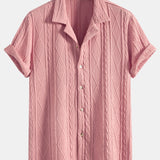 Knitted Geometric Textured Cuban Shirt