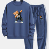 Cool Bear Print Relax Fit Crew Neck Sweatshirt & Jogging Pants Set